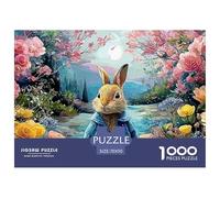 Sinoshow_24085_bunny_in_a_blue_coat_peter_rabbit_standing_among_d6aaf2bf-ce08-4cdc-bc80-d5851a0a412b_4 1000 Pieces Jigsaw Impossible Hard Difficult Puzzle Game, Vibrant Imagery, Family