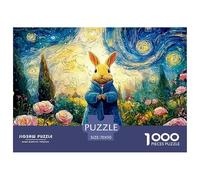 Sinoshow_24085_bunny_in_blue_coat_in_the_style_of_peter_rabbit__2a06dbec-9ad1-4bc3-a7d9-c0eada7683f5_4 1000 Pieces Jigsaw Challenging And Educational Jigsaw Puzzle, Vibrant Imagery, Bi