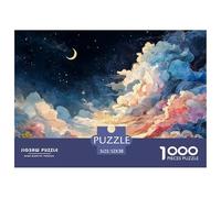 Sinoshow_24085_colorful_night_sky_with_a_crescent_moon_and_star_1a089290-9a26-4a48-8216-15332b378715_1 1000 Pieces Puzzles Impossible Hard Difficult Jigsaw Puzzle, Stress Releasing Family Game, Famil