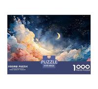 Sinoshow_24085_colorful_night_sky_with_a_crescent_moon_and_star_1a089290-9a26-4a48-8216-15332b378715_2 1000 Pieces Puzzles Impossible Hard Difficult Jigsaw Puzzle, Unique Challenging Educational Toys