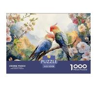 Sinoshow_24085_colorful_parrot_couple_in_love_surrounded_by_flo_c5817d4c-311e-4f93-a107-0d7def3a8bc6_2 1000 Pieces Puzzles Impossible Hard Difficult Jigsaw Puzzle, Vibrant Imagery, Fam