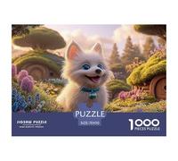 Sinoshow_24085_cute_little_white_pomeranian_puppy_with_big_blue_bfeb8c25-86c9-4870-accf-48762be1ccce_1 1000 Pieces Puzzles Impossible Hard Difficult Jigsaw Puzzle, Stress Releasing Family Game, Famil