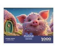 Sinoshow_24085_cute_pink_pig_made_of_tiny_white_and_blue_dots_s_6e2ba496-22cc-4b92-9c97-96811be63c63_1 1000 Pieces Puzzles Challenging And Educational Jigsaw Puzzle, Unique Challenging Educational To