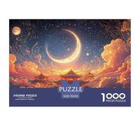 Sinoshow_24085_full_moon_with_crescent_in_the_sky_above_clouds__288fe611-29d0-4c91-893b-7cd85deba4b1_4 1000 Pieces Jigsaw Fun Challenging & Brainteasing Puzzle Game, Vibrant Imagery, F