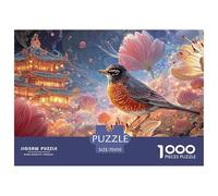 Sinoshow_24085_gouache_illustration_of_an_american_robin_perche_cdfb2b6d-fbc8-4006-88bb-7d9748e0c329_1 1000 Pieces Puzzles Impossible Hard Difficult Jigsaw Puzzle, Unique Challenging Educational Toys