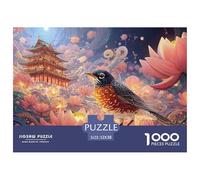 Sinoshow_24085_gouache_illustration_of_an_american_robin_perche_cdfb2b6d-fbc8-4006-88bb-7d9748e0c329_4 1000 Pieces Puzzles Impossible Hard Difficult Jigsaw Puzzle, Vibrant Imagery, Fam