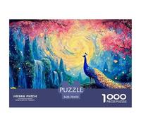 Sinoshow_24085_pink_peacock_colorful_feathers_standing_on_the_r_472a048b-5230-4c4a-a2f9-4aab55e4e506_2 1000 Pieces Jigsaw Impossible Hard Difficult Puzzle Game, Vibrant Imagery, Birthd