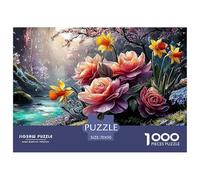 Sinoshow_24085_pink_rose_yellow_daffodil_and_blue_forget-me-not_c00aae03-c0e5-420c-b9d5-1f61eb95805d_3 (1) 1000 Pieces Jigsaw Fun Challenging & Brainteasing Jigsaw Puzzle, Vibrant Imagery Christmas G