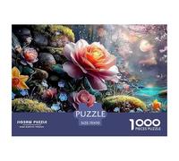 Sinoshow_24085_pink_rose_yellow_daffodil_and_blue_forget-me-not_c00aae03-c0e5-420c-b9d5-1f61eb95805d_2 1000 Pieces Puzzles Impossible Hard Difficult Jigsaw Puzzle, Unique Challenging Educational Toys