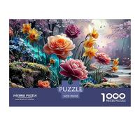 Sinoshow_24085_pink_roses_yellow_daffodils_and_blue_forget-me-n_b443445c-6c73-4bba-b91a-548ed5f55e7e_3 1000 Pieces Jigsaw Fun Challenging & Brainteasing Jigsaw Puzzle, Stress Releasing Family Game, F