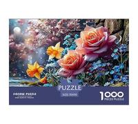 Sinoshow_24085_pink_roses_yellow_daffodils_and_blue_forget-me-n_b443445c-6c73-4bba-b91a-548ed5f55e7e_2 (1) 1000 Pieces Jigsaw Fun Challenging & Brainteasing Jigsaw Puzzle, Vibrant Imagery Christmas G