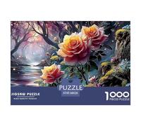 Sinoshow_24085_pink_roses_yellow_forsythia_and_blue_forget-me-n_891bcd86-2fbe-4b73-b4db-58e685b00304_3 (1) 1000 Pieces Jigsaw Fun Challenging & Brainteasing Jigsaw Puzzle, Unique Challenging Educatio