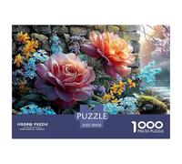 Sinoshow_24085_pink_roses_yellow_forsythia_and_blue_forget-me-n_891bcd86-2fbe-4b73-b4db-58e685b00304_1 (1) 1000 Pieces Jigsaw Fun Challenging & Brainteasing Puzzle Game, Unique Challenging Educationa