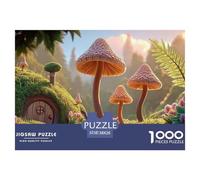 Sinoshow_24085_three_small_mushrooms_and_one_fern_in_the_forest_2d319f31-9afa-4b6e-aa82-2f7c0aefc627_4 1000 Pieces Puzzles Impossible Hard Difficult Puzzle Game, Unique Challenging Educational Toys,