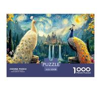 Sinoshow_24085_two_beautiful_colorful_peacocks_one_white_and_th_e742bdc4-7f54-417f-9e87-826bb3ca9ea8_1 1000 Pieces Jigsaw Impossible Hard Difficult Puzzle Game, Unique Challenging Educational Toys, F