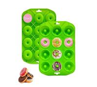 Sinoskye Mini Donut Pan for Baking, 2 Pack Donut Mold Silicone Doughnut Pan for Making Donut, Bagels, Cake, BPA Free, Green