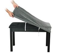SINOSSO Soft Velvet 2-Person Piano Bench Cover, (27.5"- 36.5") L x (12"- 16") W Rectangle Stretch Washable Stool Upholstered Protector Slipcover, (M, Dark Grey)