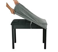 SINOSSO Soft Velvet Piano Bench Cover, (20"- 26.5") L x (11.8"- 15.7") W Rectangle Stretch Washable Stool Upholstered Protector Slipcover, (S, Dark Grey)
