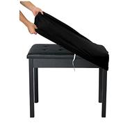 SINOSSO Soft Velvet Piano Bench Cover, (20"- 26.5") L x (11.8"- 15.7") W Rectangle Stretch Washable Stool Upholstered Protector Slipcover, (S, Black)