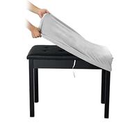 SINOSSO Soft Velvet Piano Bench Cover, (20"- 26.5") L x (11.8"- 15.7") W Rectangle Stretch Washable Stool Upholstered Protector Slipcover, (S, Light Grey)