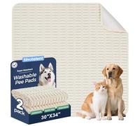 Sinotalent Washable Pee Pads for Dogs, 2 Pack Reusable Puppy Pads Dog Pads, Non-Slip Dog Pee Pads, Leakproof Pet Pee Pads Wee Wee Pads for Dogs. (Cream White, 30"x34"(Pack of 2))