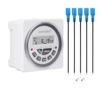 SINOTIMER TM619s AC 220V-240V Digital LCD Power Programmable Timer Time Clock Switch Relay with 5 Connecting Wires and Panel Mounted Enclosure