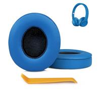 SINOWO Earpads Replacement for Beats Solo 2 & Solo 3 Wireless On-Ear Headphones,Solo2 Solo3 Ear Pads Cushions with Noise Isolation Memory Foam,Soft Protein Leather(Electric Blue)