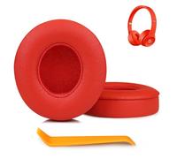 SINOWO Earpads Replacement for Beats Solo 2 & Solo 3 Wireless On-Ear Headphones,Solo2 Solo3 Ear Pads Cushions with Noise Isolation Memory Foam,Soft Protein Leather(Citrus Red)