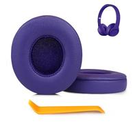 SINOWO Earpads Replacement for Beats Solo 2 & Solo 3 Wireless On-Ear Headphones,Solo2 Solo3 Ear Pads Cushions with Noise Isolation Memory Foam,Soft Protein Leather(Pop Purple)
