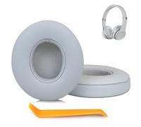 SINOWO Earpads Replacement for Beats Solo 2 & Solo 3 Wireless On-Ear Headphones,Solo2 Solo3 Ear Pads Cushions with Noise Isolation Memory Foam,Soft Protein Leather(Matte Silver)