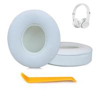 SINOWO Earpads Replacement for Beats Solo 2 & Solo 3 Wireless On-Ear Headphones,Solo2 Solo3 Ear Pads Cushions with Noise Isolation Memory Foam,Soft Protein Leather(White)