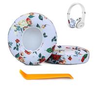 SINOWO Earpads Replacement for Beats Solo 2 & Solo 3 Wireless On-Ear Headphones,Solo2 Solo3 Ear Pads Cushions with Noise Isolation Memory Foam,Soft Protein Leather(White Flower)