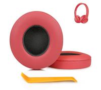 SINOWO Earpads Replacement for Beats Solo 2 & Solo 3 Wireless On-Ear Headphones,Solo2 Solo3 Ear Pads Cushions with Noise Isolation Memory Foam,Soft Protein Leather(Psychedelic Red)