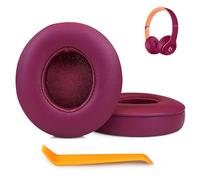 SINOWO Earpads Replacement for Beats Solo 2 & Solo 3 Wireless On-Ear Headphones,Solo2 Solo3 Ear Pads Cushions with Noise Isolation Memory Foam,Soft Protein Leather(Deep Red)
