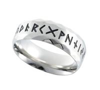 Sinoyp Elder Futhark Runes Ring - Runic Alphabets Design Stainless Steel Nordic Viking Jewelry, 不锈钢, No Gemstone