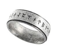 Sinoyp Elder Futhark Runes Ring - Runic Alphabets Design Stainless Steel Nordic Viking Jewelry, Stainless Steel, No Gemstone