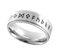 Sinoyp Elder Futhark Runes Ring - Runic Alphabets Design Stainless Steel Nordic Viking Jewelry, Stainless Steel, No Gemstone