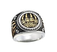 Sinoyp Viking Gold Bear Paw Ring for Men - Norse Claw Symbol Stainless Steel Nordic Statement Ring, Rune-Inspired Animal Jewelry Gift (8)