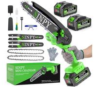 SINPY 8 Inch Mini Chainsaw Cordless with 2x5000mAh Electric Chain Saw with Auto Oiler/Safety Lock Powered Handheld Chainsaws for Tree Trimming Pruning