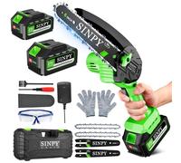 SINPY Mini Chainsaw Cordless 6 Inch [2025 Upgraded] 10000mAh Battery Electric Chain Saw Small Portable Chainsaws with Security Lock for Tree Trimmer/Garden Gifts for Women Men
