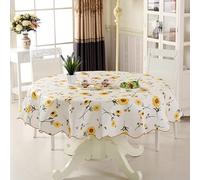 SINRAD Round Pvc Table Tablecloth Wipe Clean Nordic Style Round Tablecloth Pastoral Flowers Pattern Oil-proof Waterproof Kitchen Table Cloth