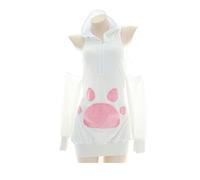 SINROYEE Women's Bunny Girl Costume Homewear Bodysuit with Skirt Sexy Anime Cosplay Lingerie (White)