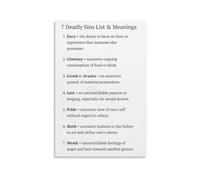 Sins and Virtues Educational Chart Canvas Print Wall-Art Poster for Theology Classroom Seminary Study Decor(Unframed,16x24inch(40x60cm))
