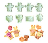 Sinsanye 8 Pack Cuddly Huggy Animal Cookie Cutters and Valentine's Day Mini Cookie Cutters, Fondant Cutters Shapes with Removable Stamp-Pusher, Valentines Day Birthday Wedding