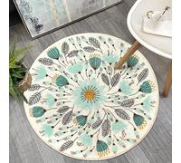 Sinsed Small Round Rug 60cm,Circle Soft Cute Bath Mat,Floral Plant Non-Slip Washable Bathroom Rugs Circular Throw Floor Carpet for Entryway Shower Sink Room Nursery Bedroom