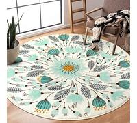 Sinsed Small Round Rug 60cm,Circle Soft Cute Bath Mat,Floral Plant Non-Slip Washable Bathroom Rugs Circular Throw Floor Carpet for Entryway Shower Sink Room Nursery Bedroom