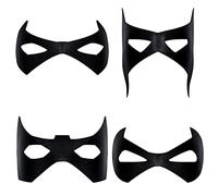 SINSEN 4 PCS Black Bat Eye Mask Man Leather Superhero Eyemask Domino Robber Costume Props Halloween Masquerade Party Accessory For Adults