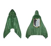 SINSEN AOT Cosplay Cape Blanket Anime Levi Hoodie Wearable Blanket Green Flannels Cloak Survey Corps Costume for Party Halloween Carnival L