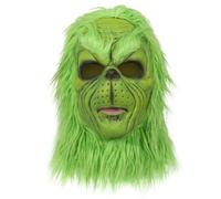 SINSEN Christmas Mask Furry Gloves Hat Green Big Monster Latex Full Head Mask Christmas Halloween Carnival Cosplay Costume Props Fancy Dress Mask for Adults