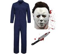 SINSEN Michael Myers Costume Mask Adults Scary Killer Outfits Jumpsuits Creepy Horror Mask Halloween Cosplay Costume